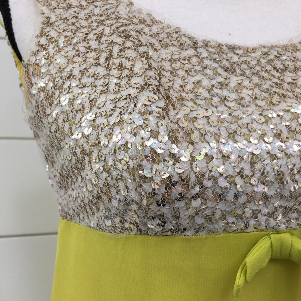 Vintage 60s Chartreuse Sequin Dress - Picture 3 of 6